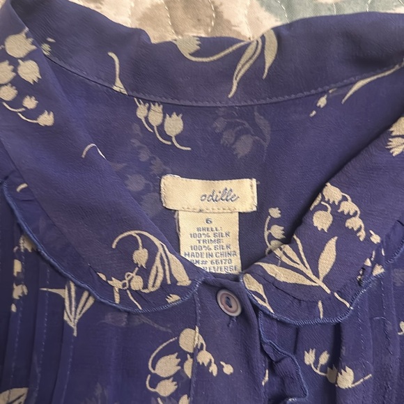 Odille muget lily of the valley silk chiffon top Anthropologie - Picture 5 of 7